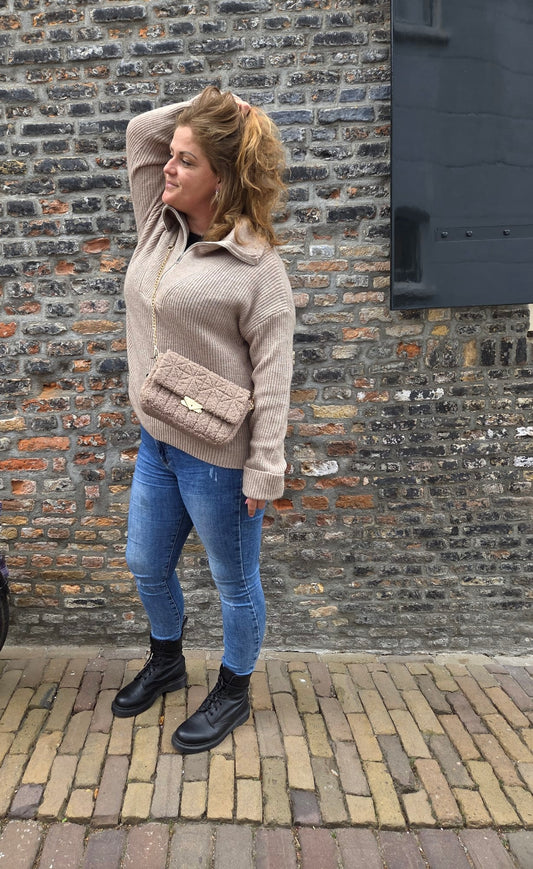Basis knit trui beige