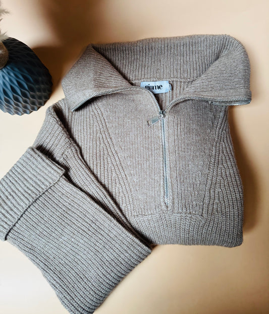 Basis knit trui beige